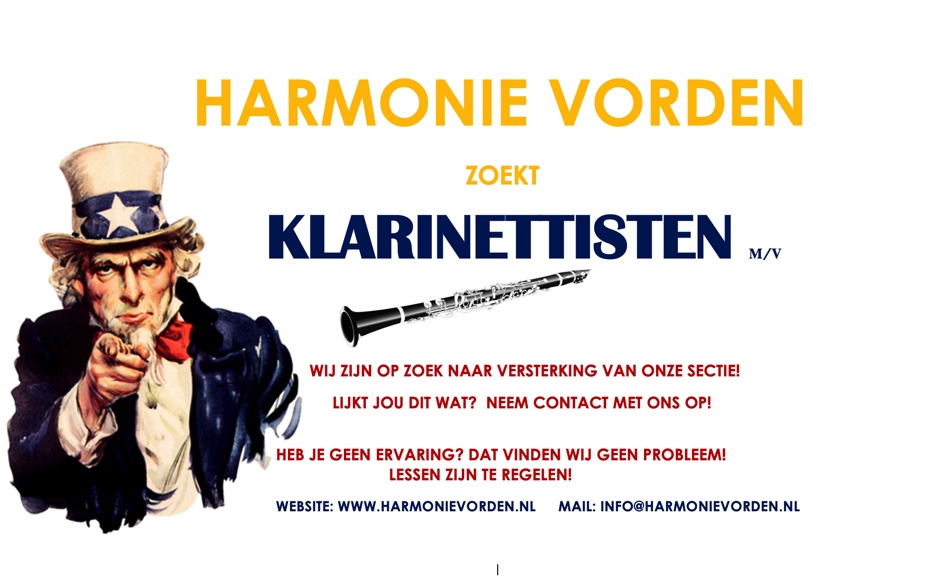 Harmonie Vorden Klarinettisten oproep